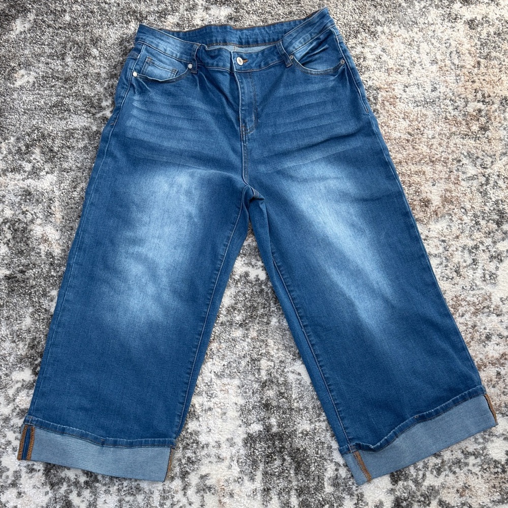 Grapent Wide leg jeans high waisted and stretchy women’s Xl